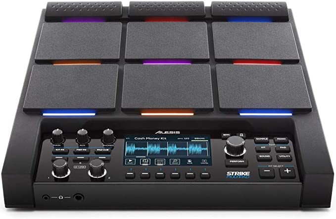 Alesis Strike Multipad - Perkussions-Pad mit 9 RGB-hintergrundbeleuchteten Pads, Sampler, Looper, integrierter Soundkarte mit Ein-und Ausgängen, 4,3-Zoll-Display;