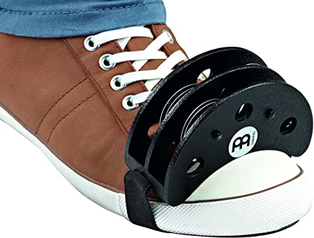 Meinl Percussion Foot Tambourine, Fußtamburin/Foot Percussion - Cajon Add-Ons / Cajon Zubehör - Stahl-Schellen, Siam Eiche, Schwarz;